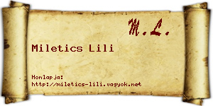 Miletics Lili névjegykártya